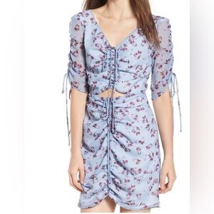 Wayf Blue and Purple Floral Mini Dress
